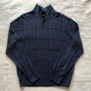 ON HOLD Vintage Blue Grandpa Sweater - Dockers size L (thin black/white stripes)